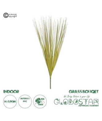 GloboStar® Artificial Garden GREEN GRASS BOUQUET 21164 Τεχνητό Διακοσμητικό Μπουκέτο Grass Πράσινο Y90cm